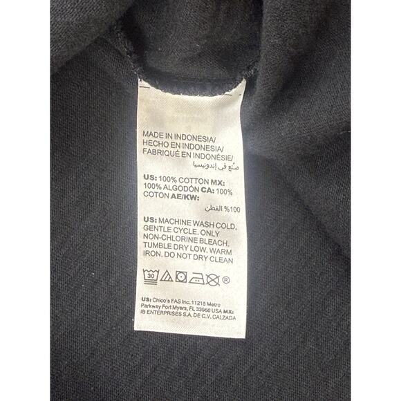 Chicos Zenergy Tee Women’s M Black Front Print Bling Round Neck Short Sleeve - Picture 6 of 9